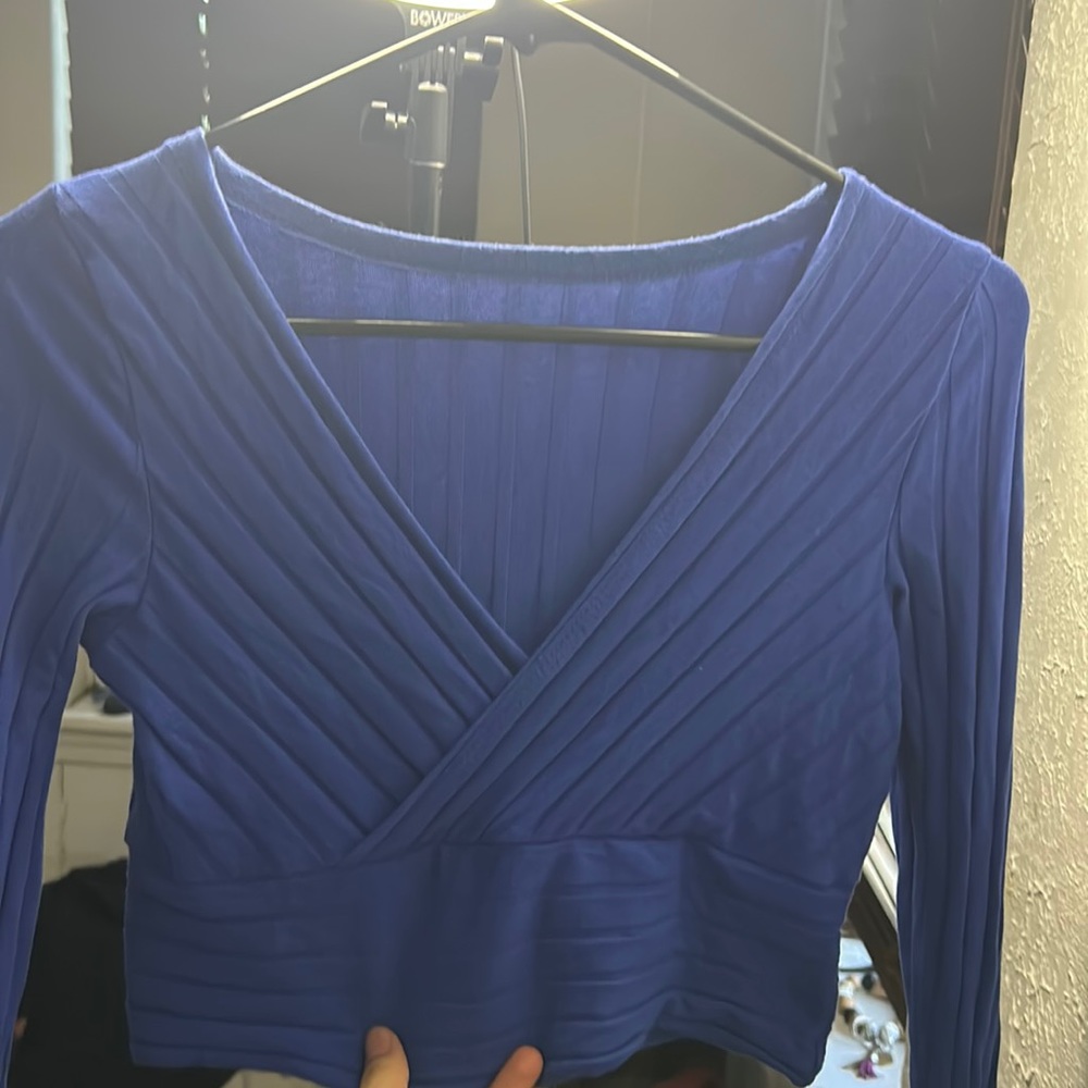 Blue long sleeve crop top size small